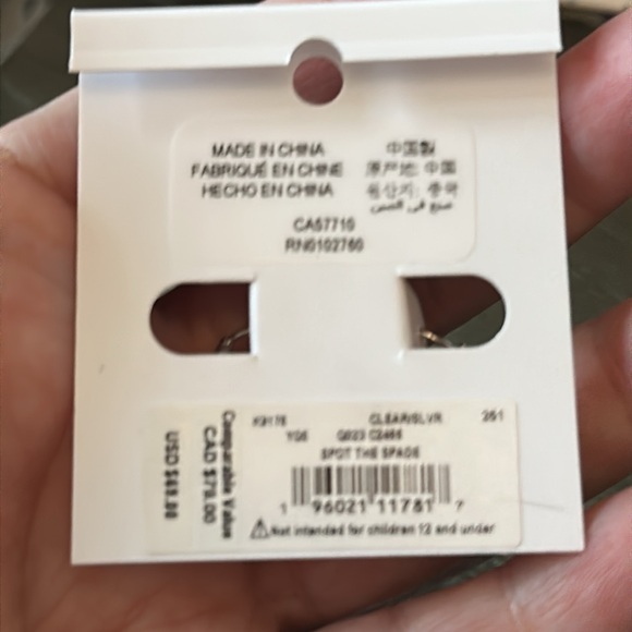 Kate Spade Spot the Spade huggies dangle silver and cubic zirconia - Picture 2 of 3